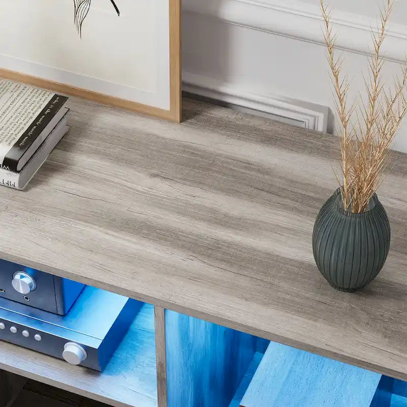 Moasis Contemporary DIY TV Stand with Adjustable Design and LED Light Strip 4