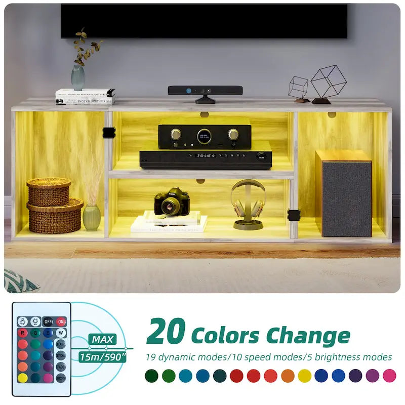 Moasis Contemporary DIY TV Stand with Adjustable Design and LED Light Strip 5