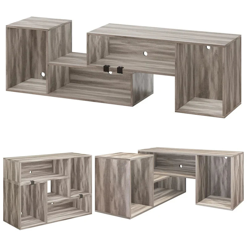 Moasis Contemporary DIY TV Stand with Adjustable Design and LED Light Strip 7