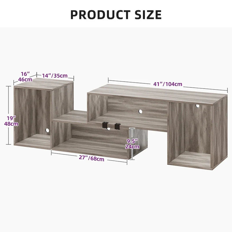 Moasis Contemporary DIY TV Stand with Adjustable Design and LED Light Strip 8