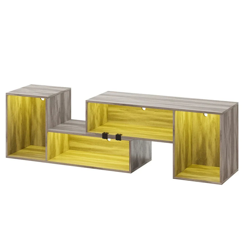 Moasis Contemporary DIY TV Stand with Adjustable Design and LED Light Strip 9
