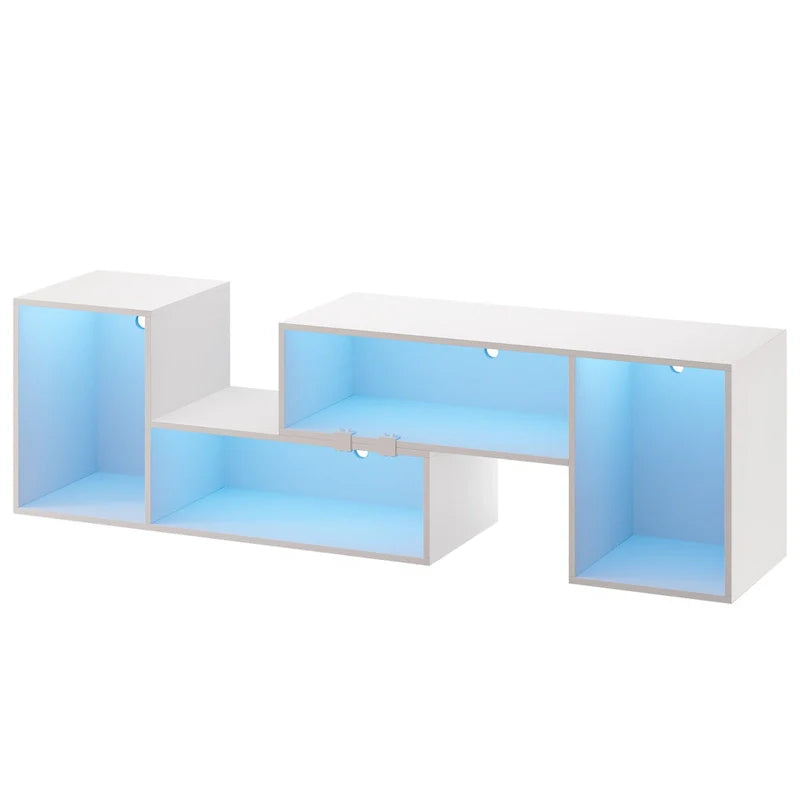 Modern Modular TV Stand with LED Lighting & Open Storage 10
