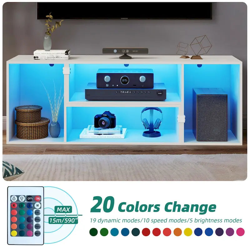 Moasis Contemporary DIY TV Stand with Adjustable Design and LED Light Strip 16