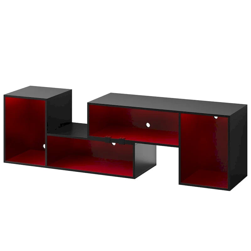 Moasis Contemporary DIY TV Stand with Adjustable Design and LED Light Strip 19