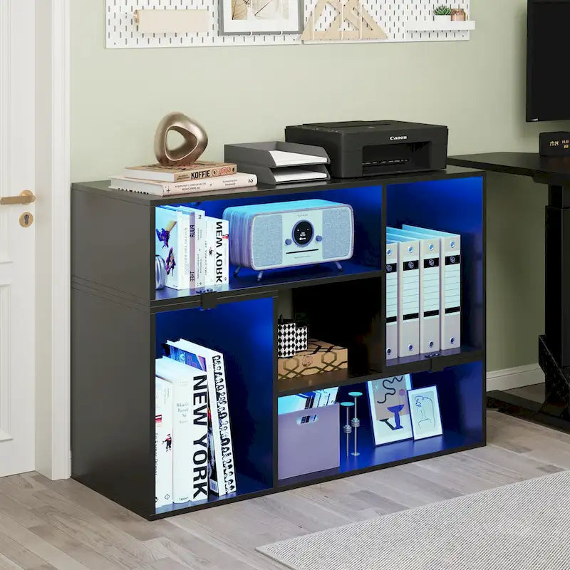 Moasis Contemporary DIY TV Stand with Adjustable Design and LED Light Strip 22