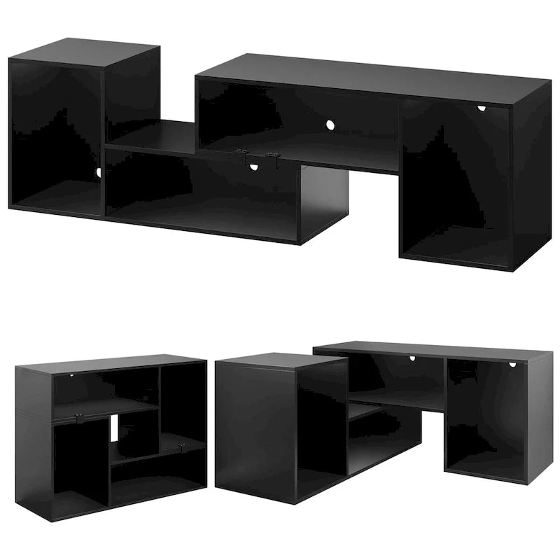 Moasis Contemporary DIY TV Stand with Adjustable Design and LED Light Strip 26