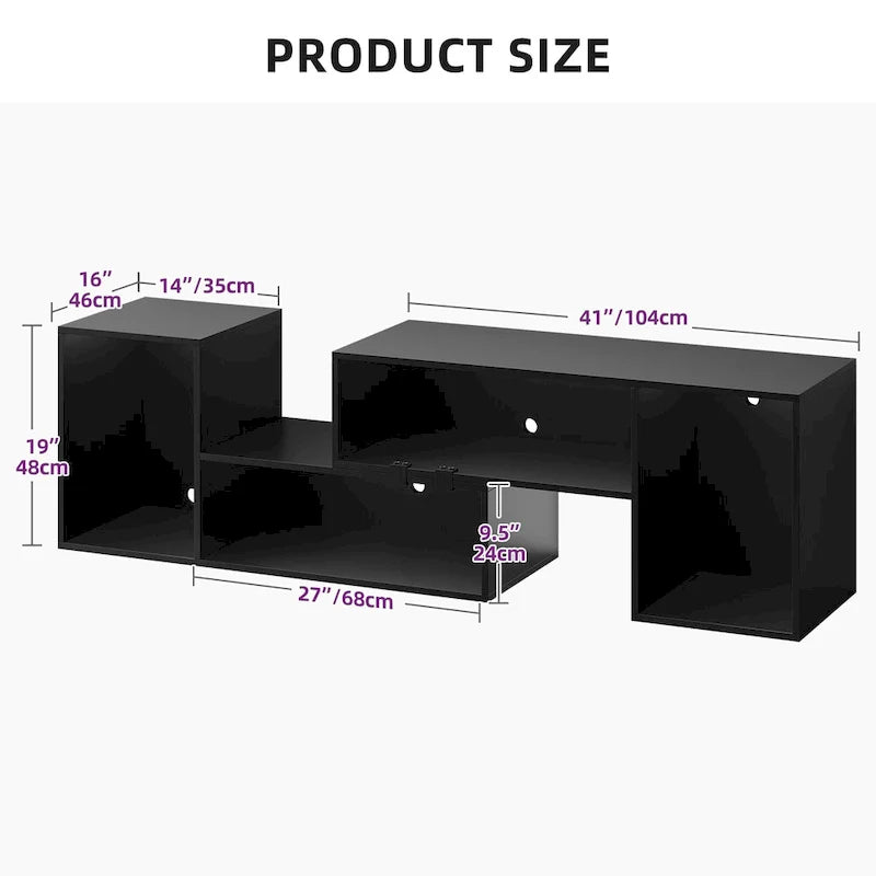 Moasis Contemporary DIY TV Stand with Adjustable Design and LED Light Strip 27