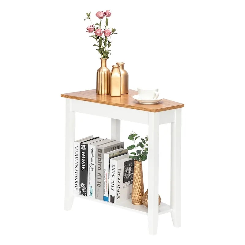 White MDF 24-Inch Wide 2-Tier Narrow Nightstand and Sofa Table 8