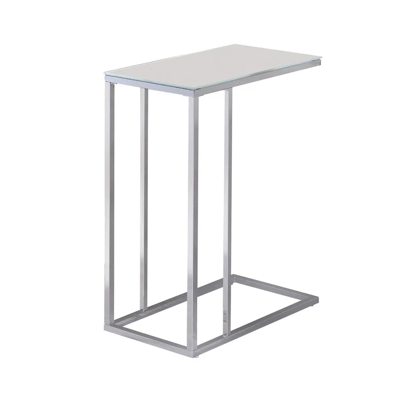 Chrome and White Glass Top Accent Table 1