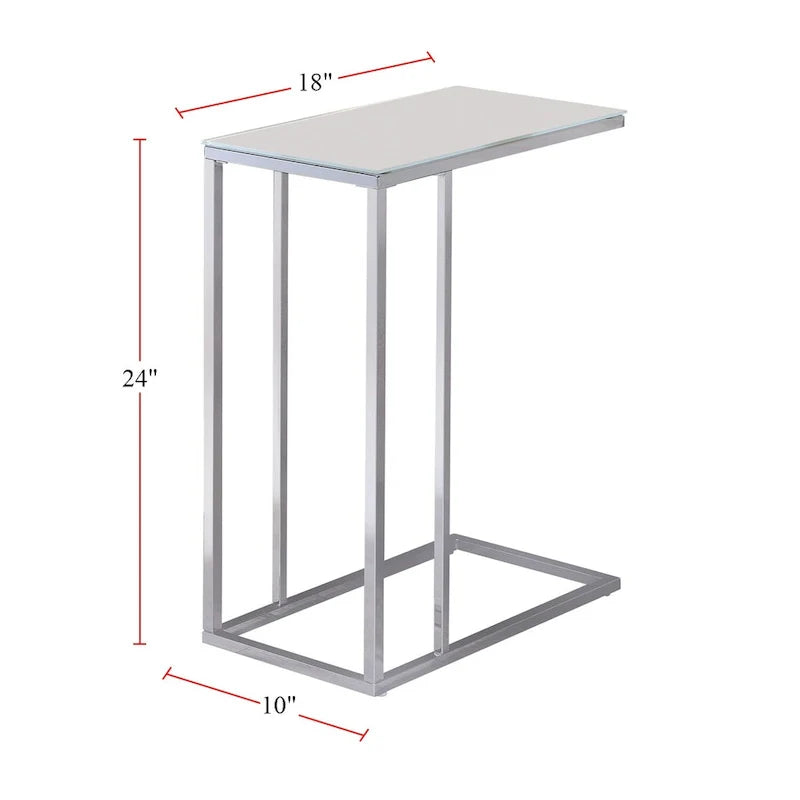 Chrome and White Glass Top Accent Table 3