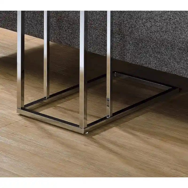 Chrome and White Glass Top Accent Table 5