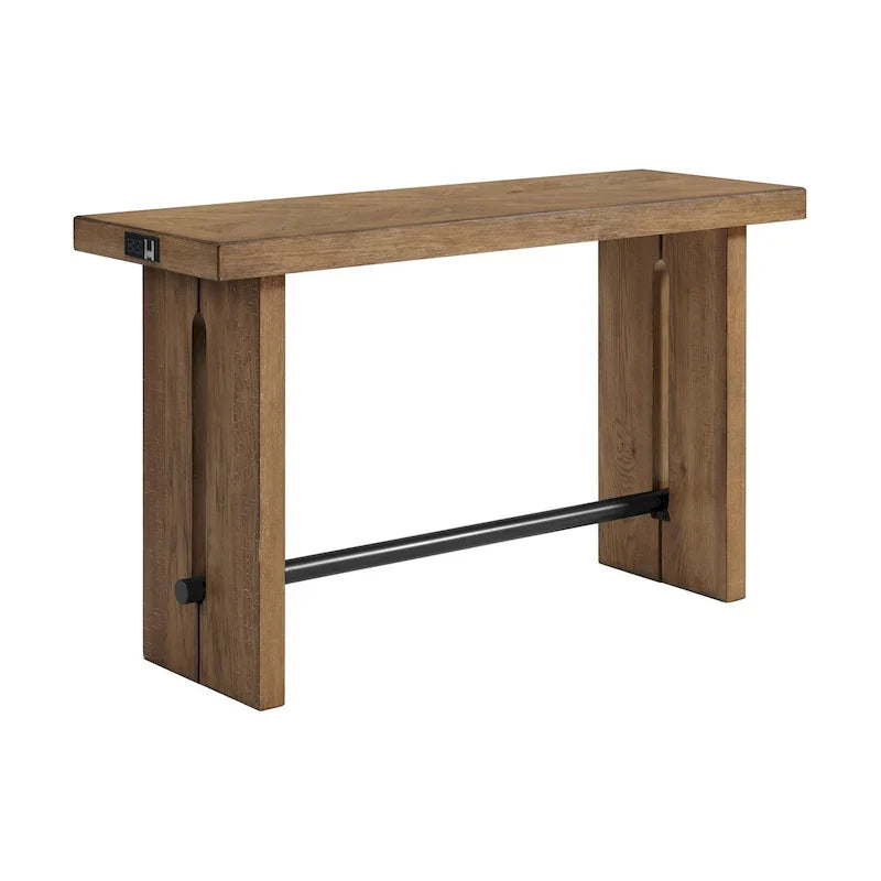 Landmark 60-Inch Wide Sofa Table with Dual Legs in Weathered Oak Finish 5