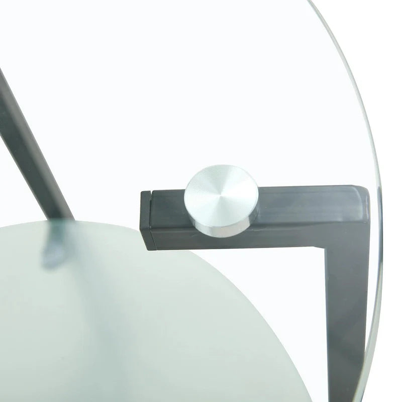 Double-Layer Round Tempered Glass End Table/Coffee Table with Sturdy Iron Frame 10