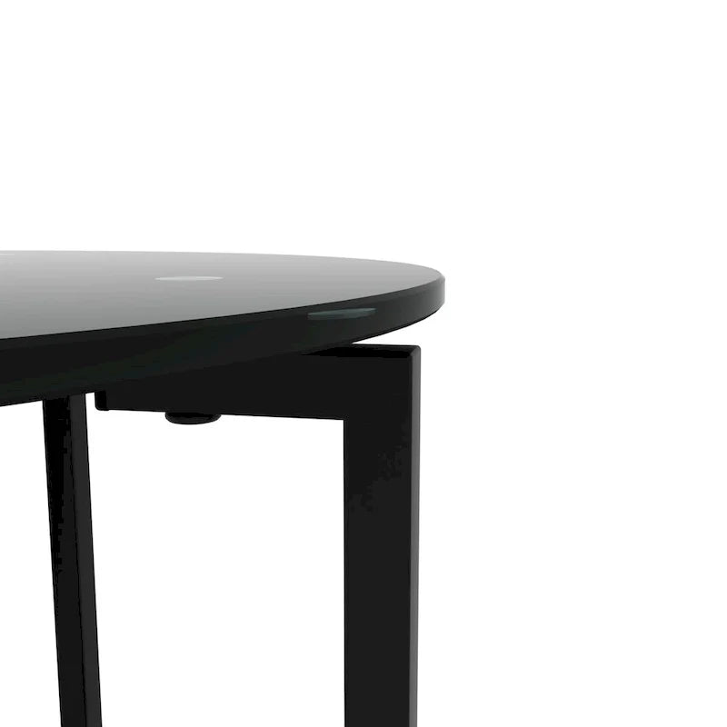 Double-Layer Round Tempered Glass End Table/Coffee Table with Sturdy Iron Frame 21