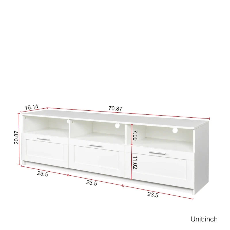 Contemporary 70.87" TV Cabinet with 3 Storage Drawers - Stylish Entertainment Center for Living Room 6