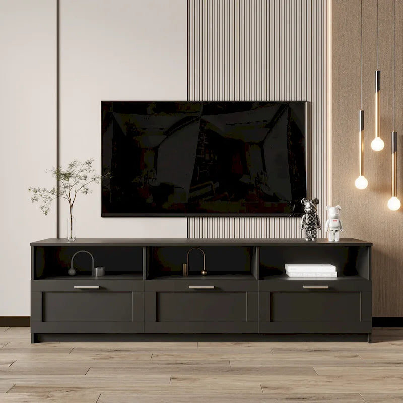 Contemporary 70.87" TV Cabinet with 3 Storage Drawers - Stylish Entertainment Center for Living Room 16