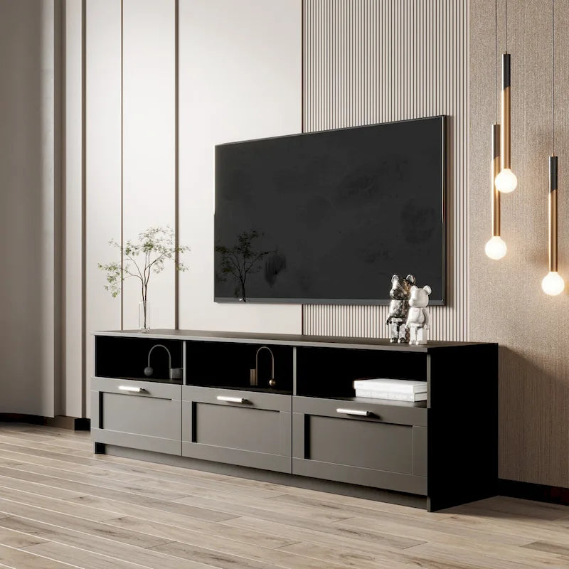 Contemporary 70.87" TV Cabinet with 3 Storage Drawers - Stylish Entertainment Center for Living Room 17