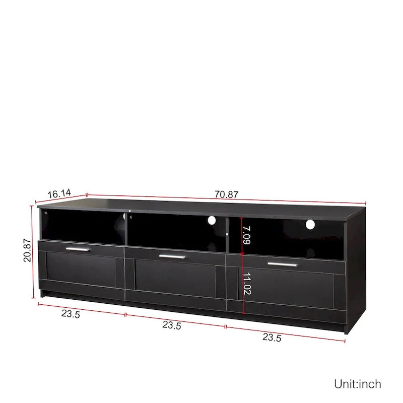 Contemporary 70.87" TV Cabinet with 3 Storage Drawers - Stylish Entertainment Center for Living Room 21