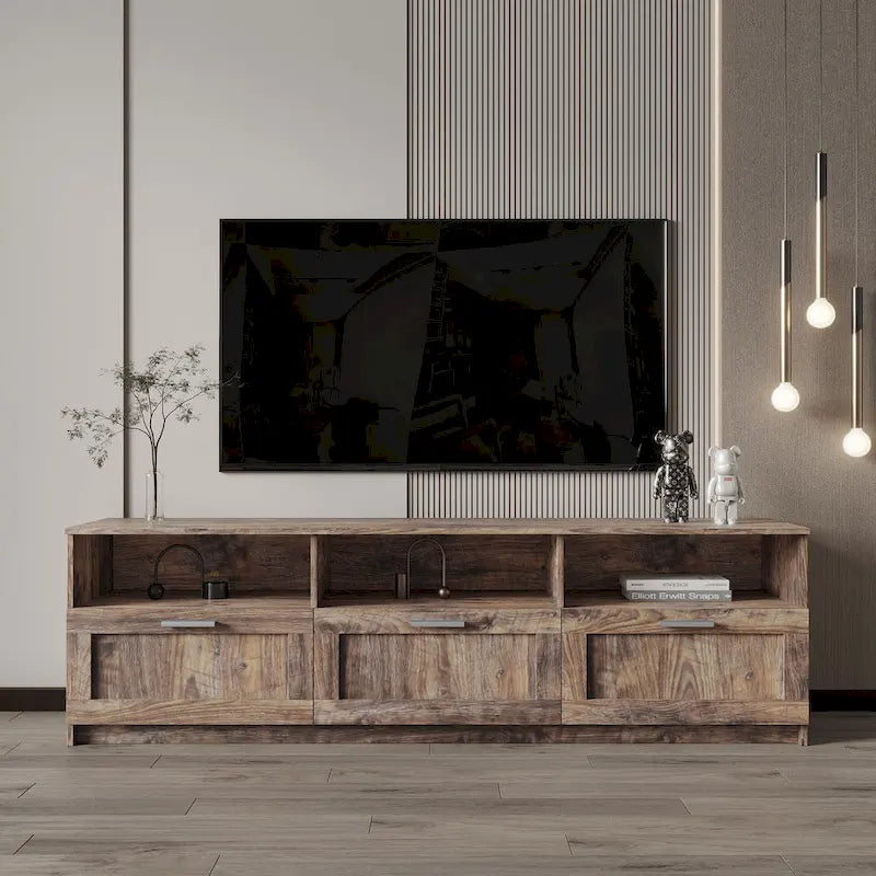Contemporary 70.87" TV Cabinet with 3 Storage Drawers - Stylish Entertainment Center for Living Room 29