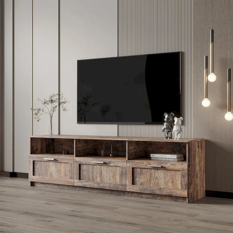 Contemporary 70.87" TV Cabinet with 3 Storage Drawers - Stylish Entertainment Center for Living Room 30