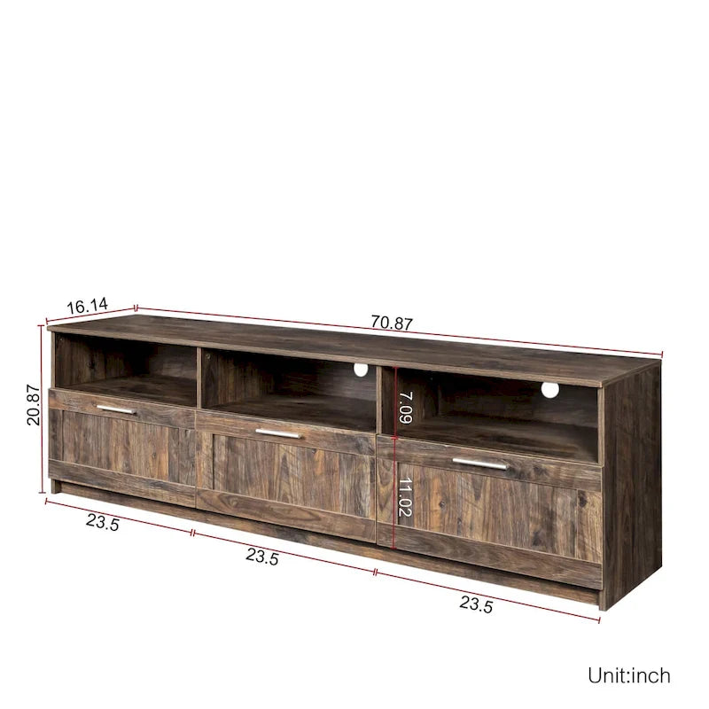 Contemporary 70.87" TV Cabinet with 3 Storage Drawers - Stylish Entertainment Center for Living Room 35