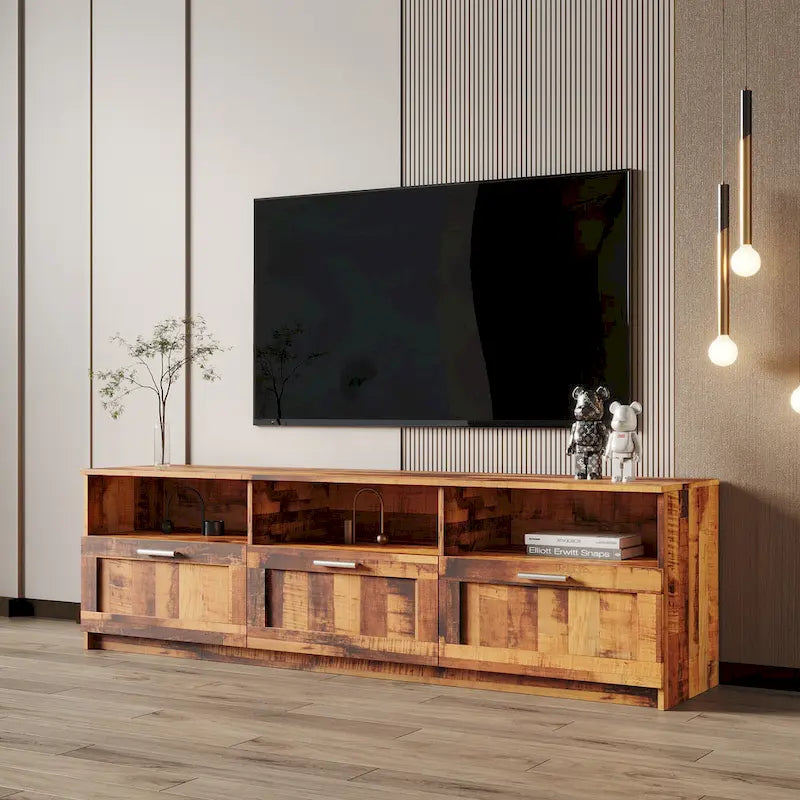 Contemporary 70.87" TV Cabinet with 3 Storage Drawers - Stylish Entertainment Center for Living Room 43