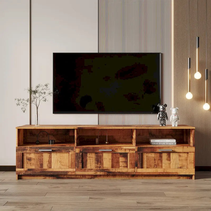 Contemporary 70.87" TV Cabinet with 3 Storage Drawers - Stylish Entertainment Center for Living Room 44