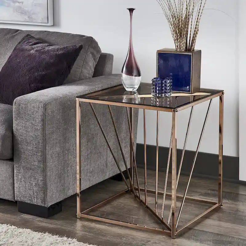 Hannah Square End Tables with Metal and Glass Top by iNSPIRE Q Bold 1