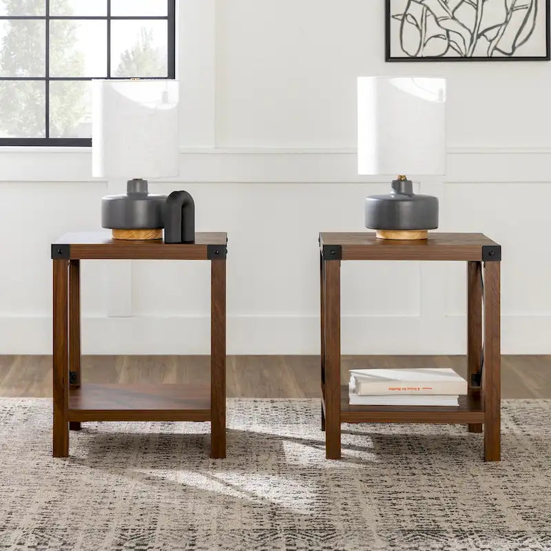 Set of 2 Middlebrook Kujawa 18-Inch X-Side Accent Tables 38