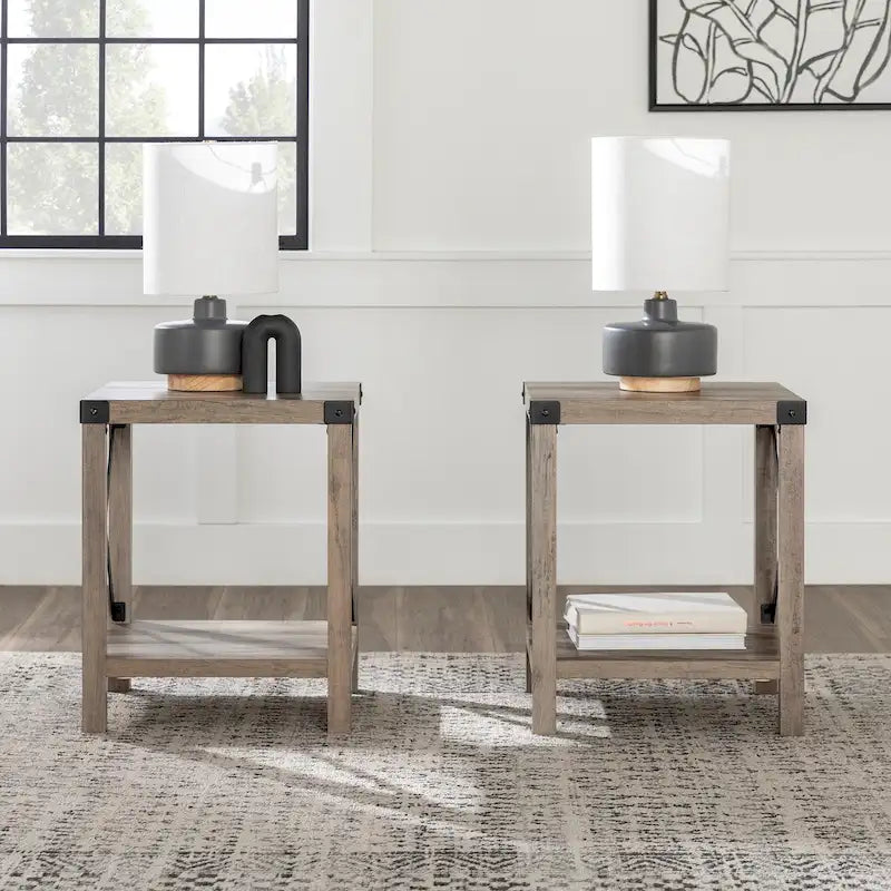 Set of 2 Middlebrook Kujawa 18-Inch X-Side Accent Tables 39