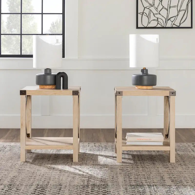 Set of 2 Middlebrook Kujawa 18-Inch X-Side Accent Tables 40