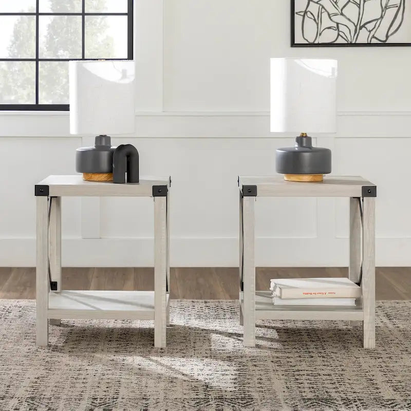 Set of 2 Middlebrook Kujawa 18-Inch X-Side Accent Tables 12