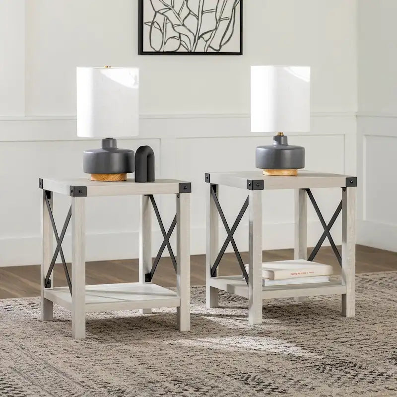 Set of 2 Middlebrook Kujawa 18-Inch X-Side Accent Tables 13