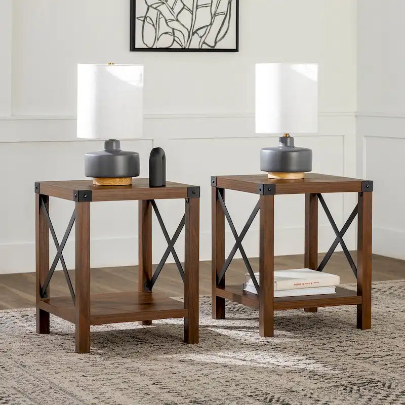 Set of 2 Middlebrook Kujawa 18-Inch X-Side Accent Tables 19