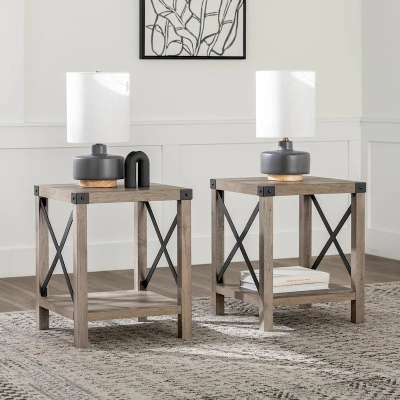 Set of 2 Middlebrook Kujawa 18-Inch X-Side Accent Tables 23