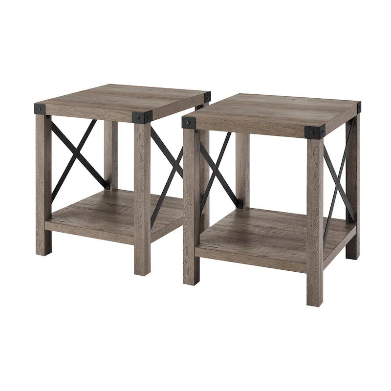 Set of 2 Middlebrook Kujawa 18-Inch X-Side Accent Tables 27