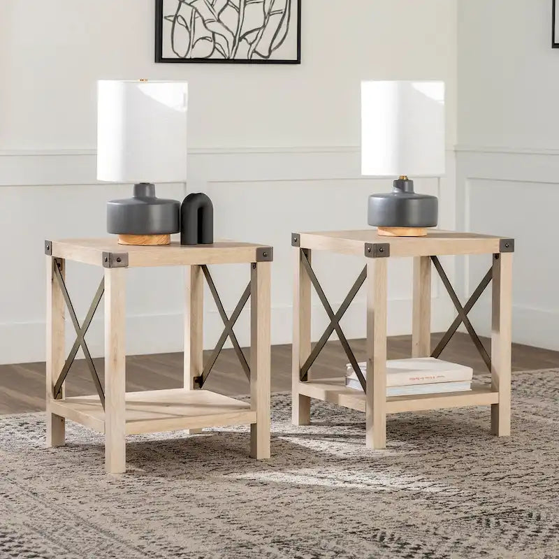 Set of 2 Middlebrook Kujawa 18-Inch X-Side Accent Tables 30