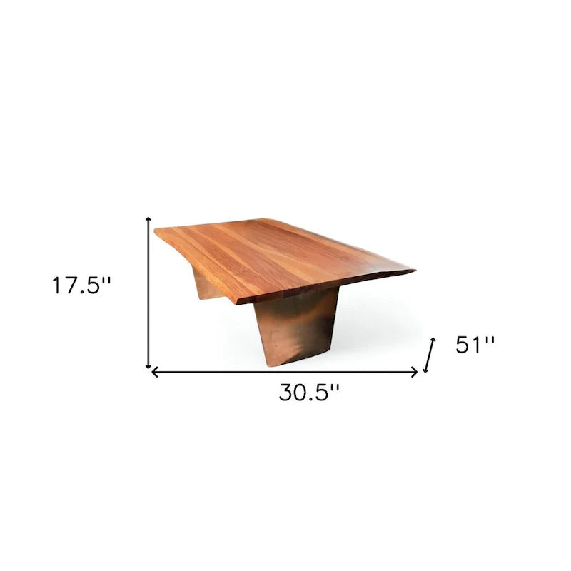 Rustic Brown Live Edge Coffee Table Made from 31" Mango Wood 5
