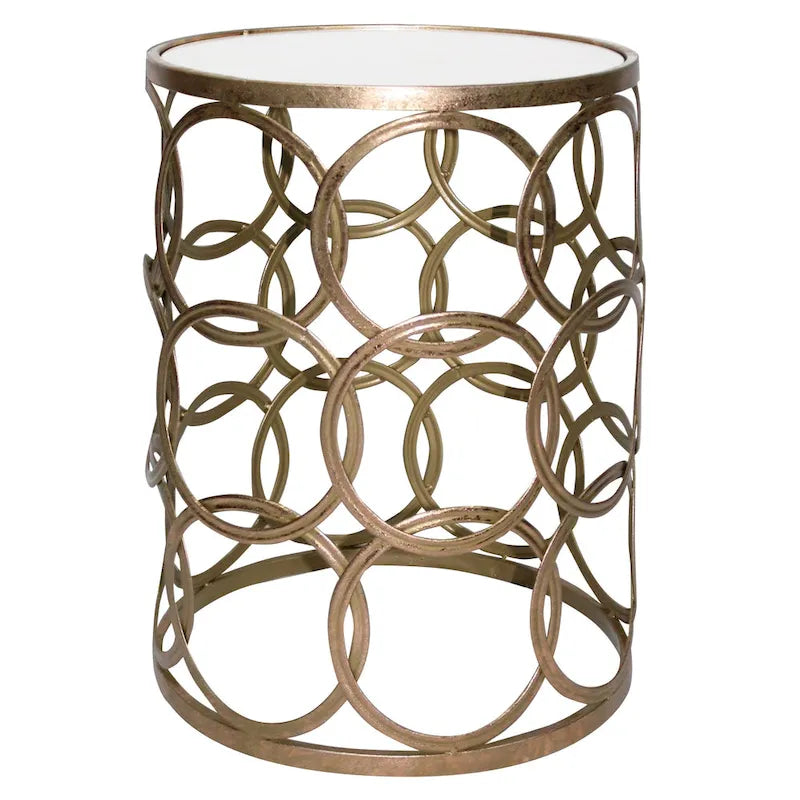 FirsTime & Co. Gilded Circles Iron Table - 16.75 x 16.75 x 22 in, American Design 2