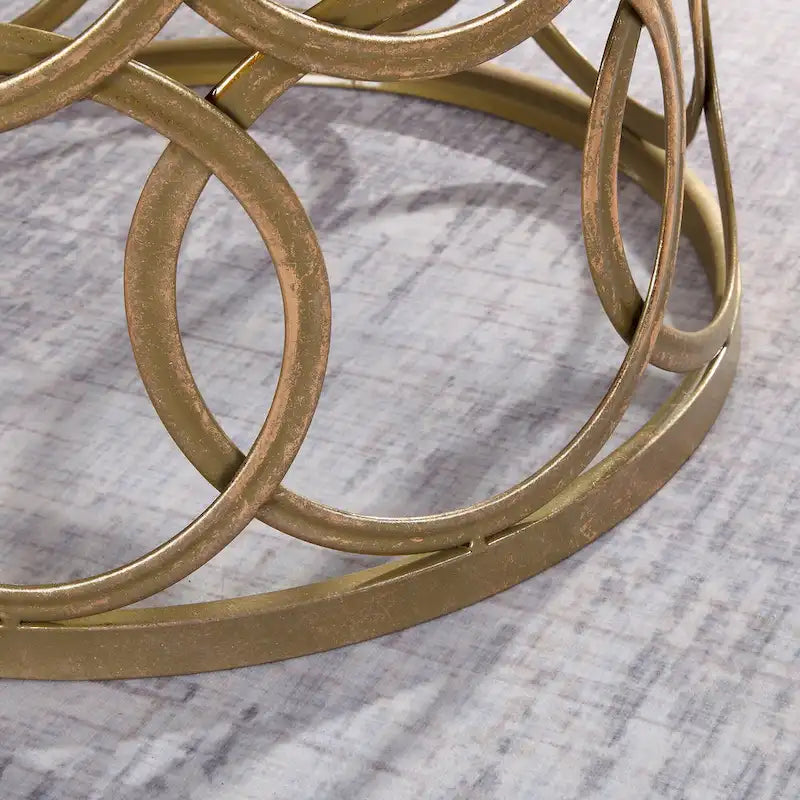 FirsTime & Co. Gilded Circles Iron Table - 16.75 x 16.75 x 22 in, American Design 3