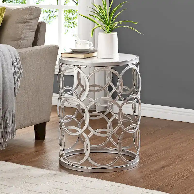FirsTime & Co. Gilded Circles Iron Table - 16.75 x 16.75 x 22 in, American Design 6