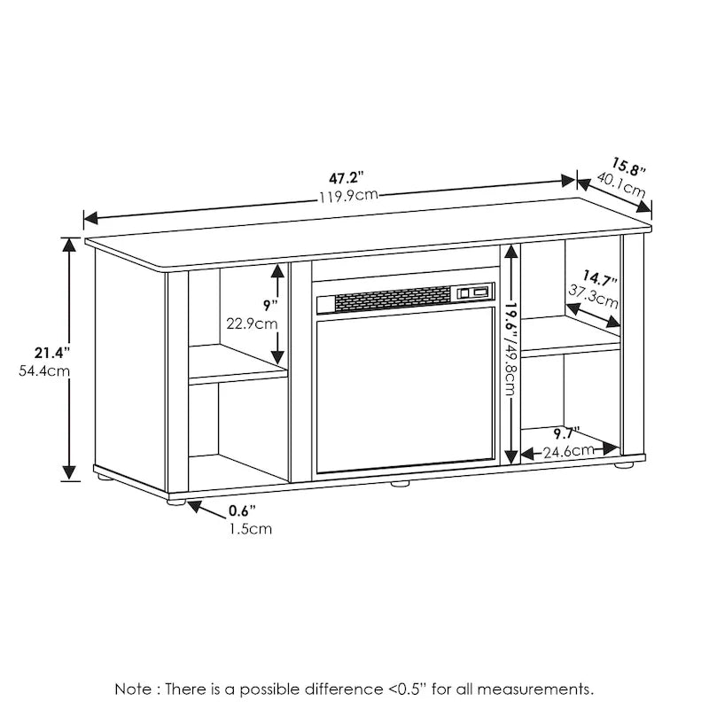 Furinno Jensen Fireplace TV Stand 6
