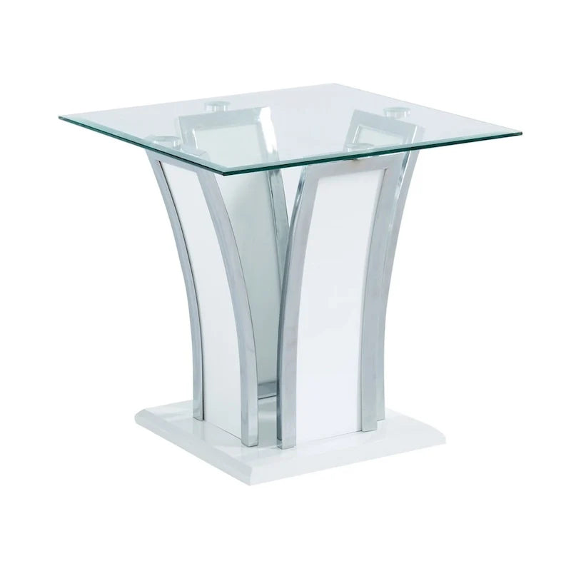 Furniture of America del Rio Contemporary Glass Top 2-Piece Accent Table Set 4
