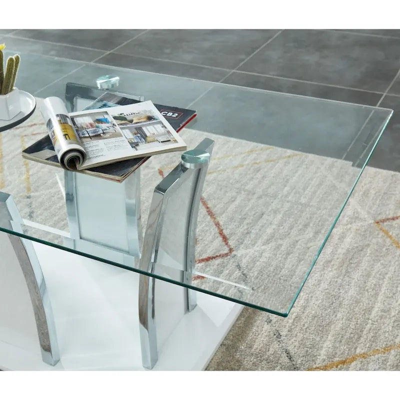 Furniture of America del Rio Contemporary Glass Top 2-Piece Accent Table Set 6