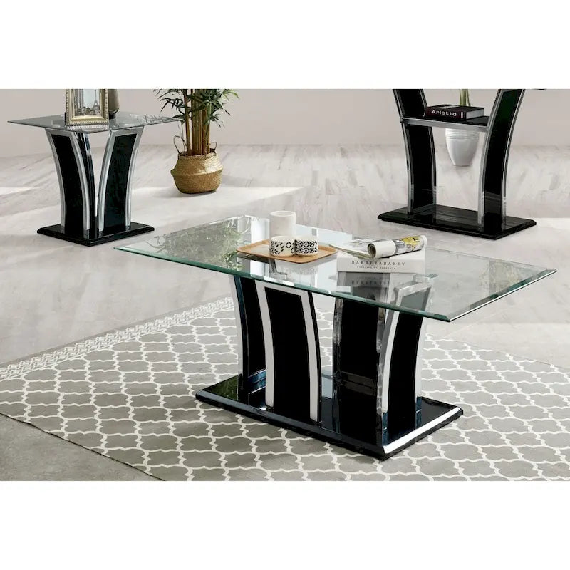 Furniture of America del Rio Contemporary Glass Top 2-Piece Accent Table Set 8