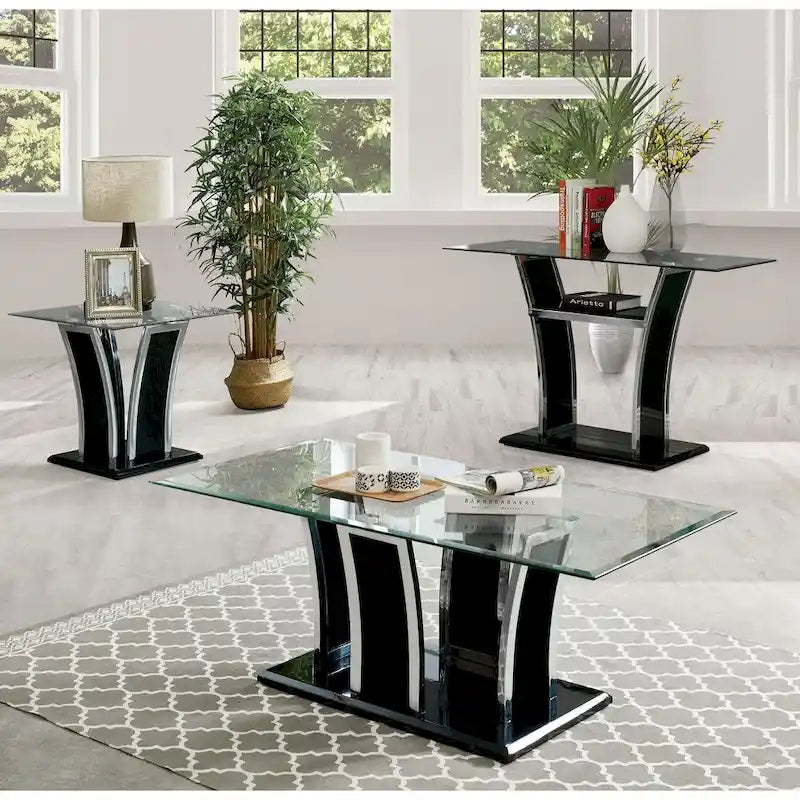 Furniture of America del Rio Contemporary Glass Top 2-Piece Accent Table Set 9