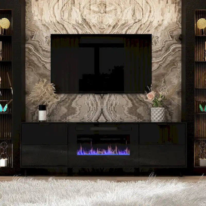 Electric Fireplace TV Stand Entertainment Center with LED Flame Effects and Remote Control 5