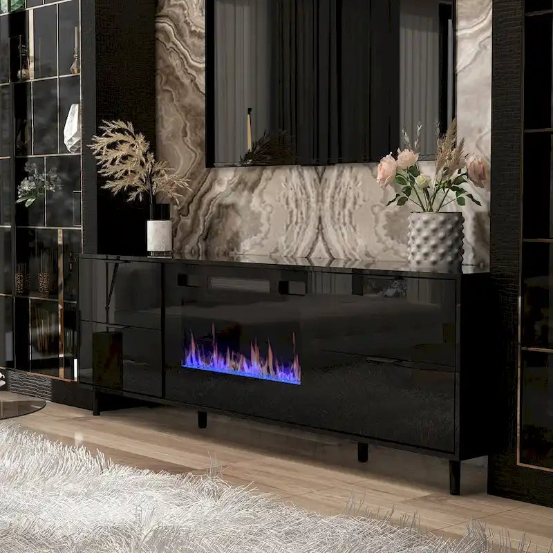 Electric Fireplace TV Stand Entertainment Center with LED Flame Effects and Remote Control 6