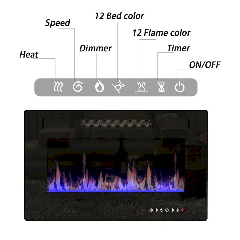 Electric Fireplace TV Stand Entertainment Center with LED Flame Effects and Remote Control 9