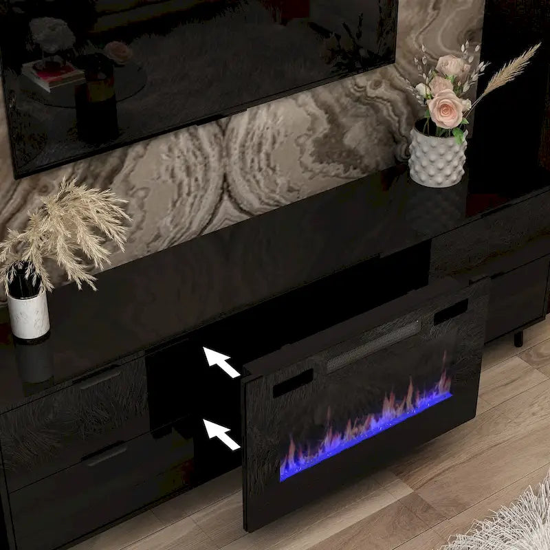 Electric Fireplace TV Stand Entertainment Center with LED Flame Effects and Remote Control 11